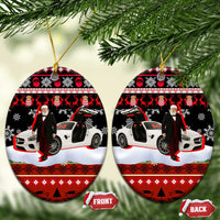 Monaco Christmas Ceramic Ornament with Santa Claus Sports Car Snowflakes and Luxury Holiday - Wonder Print Shop