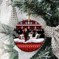 Monaco Christmas Ceramic Ornament with Santa Claus Sports Car Snowflakes and Luxury Holiday - Wonder Print Shop