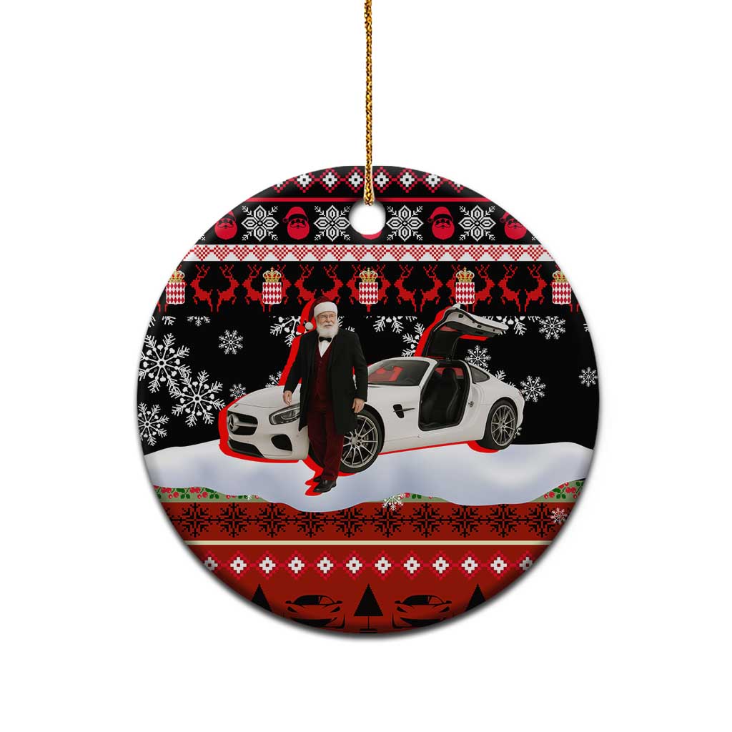Monaco Christmas Ceramic Ornament with Santa Claus Sports Car Snowflakes and Luxury Holiday - Wonder Print Shop