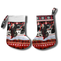 Monaco Christmas Stocking with Santa Claus Sports Car Snowflakes and Luxury Holiday - Wonder Print Shop