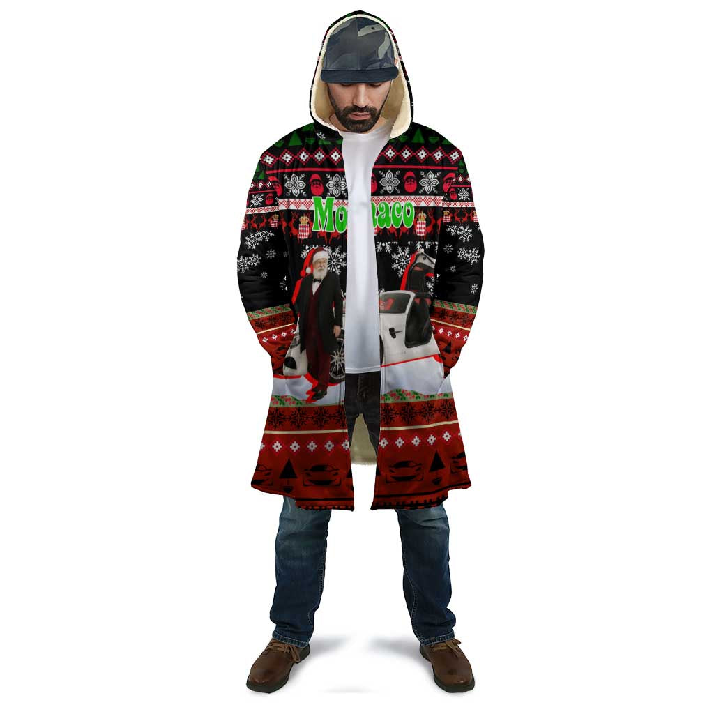 Monaco Christmas Cloak with Santa Claus Sports Car Snowflakes and Luxury Holiday - Wonder Print Shop
