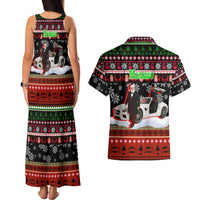 Monaco Christmas Couples Matching Tank Maxi Dress and Hawaiian Shirt with Santa Claus Sports Car Snowflakes and Luxury Holiday - Wonder Print Shop