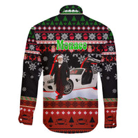 Monaco Christmas Family Matching Long Sleeve Bodycon Dress and Hawaiian Shirt with Santa Claus Sports Car Snowflakes and Luxury Holiday - Wonder Print Shop