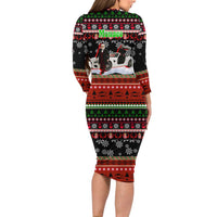 Monaco Christmas Family Matching Long Sleeve Bodycon Dress and Hawaiian Shirt with Santa Claus Sports Car Snowflakes and Luxury Holiday - Wonder Print Shop