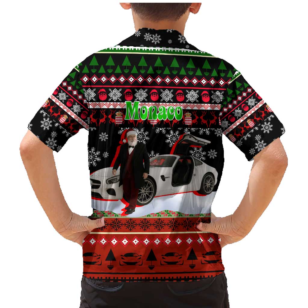 Monaco Christmas Family Matching Mermaid Dress and Hawaiian Shirt with Santa Claus Sports Car Snowflakes and Luxury Holiday - Wonder Print Shop