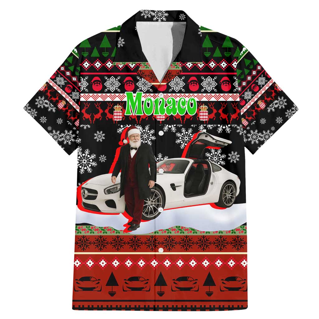 Monaco Christmas Family Matching Mermaid Dress and Hawaiian Shirt with Santa Claus Sports Car Snowflakes and Luxury Holiday - Wonder Print Shop
