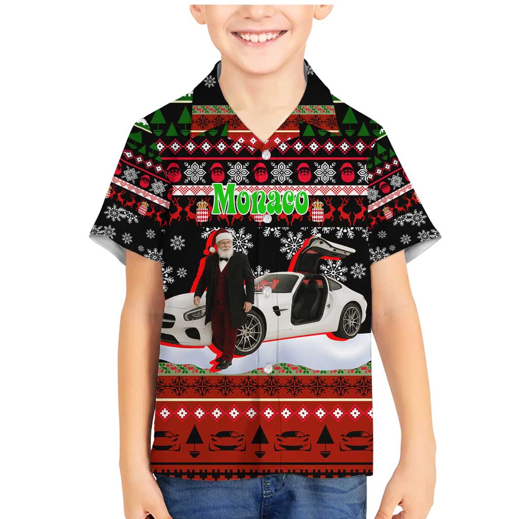 Monaco Christmas Family Matching Mermaid Dress and Hawaiian Shirt with Santa Claus Sports Car Snowflakes and Luxury Holiday - Wonder Print Shop