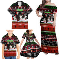 Monaco Christmas Family Matching Off Shoulder Maxi Dress and Hawaiian Shirt with Santa Claus Sports Car Snowflakes and Luxury Holiday - Wonder Print Shop