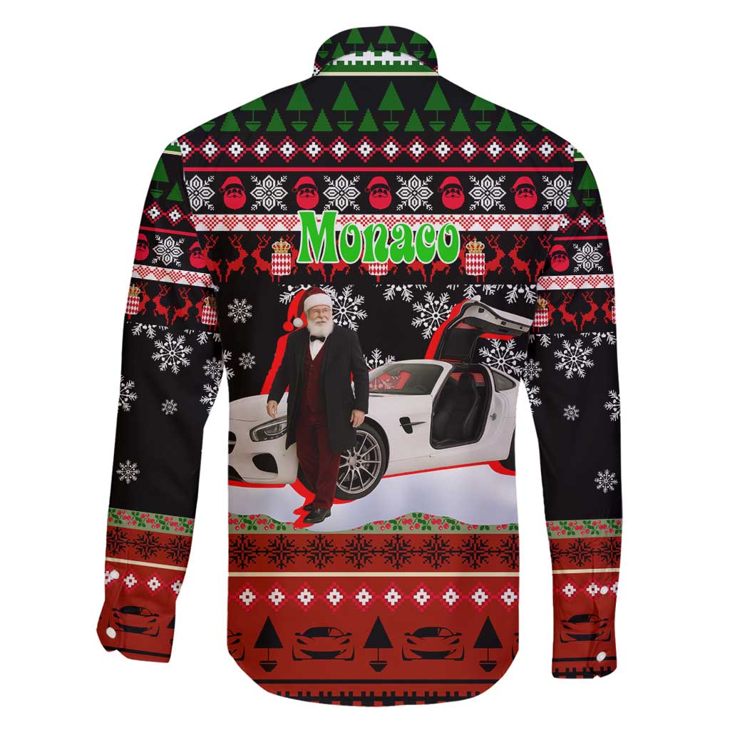 Monaco Christmas Family Matching Off Shoulder Short Dress and Hawaiian Shirt with Santa Claus Sports Car Snowflakes and Luxury Holiday - Wonder Print Shop