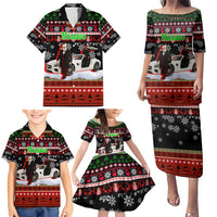 Monaco Christmas Family Matching Puletasi and Hawaiian Shirt with Santa Claus Sports Car Snowflakes and Luxury Holiday - Wonder Print Shop