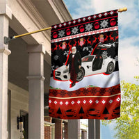 Monaco Christmas Garden Flag with Santa Claus Sports Car Snowflakes and Luxury Holiday - Wonder Print Shop