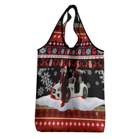 Monaco Christmas Grocery Bag with Santa Claus Sports Car Snowflakes and Luxury Holiday - Wonder Print Shop