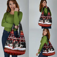 Monaco Christmas Grocery Bag with Santa Claus Sports Car Snowflakes and Luxury Holiday - Wonder Print Shop