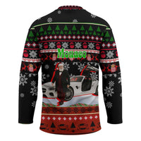 Monaco Christmas Hockey Jersey with Santa Claus Sports Car Snowflakes and Luxury Holiday - Wonder Print Shop