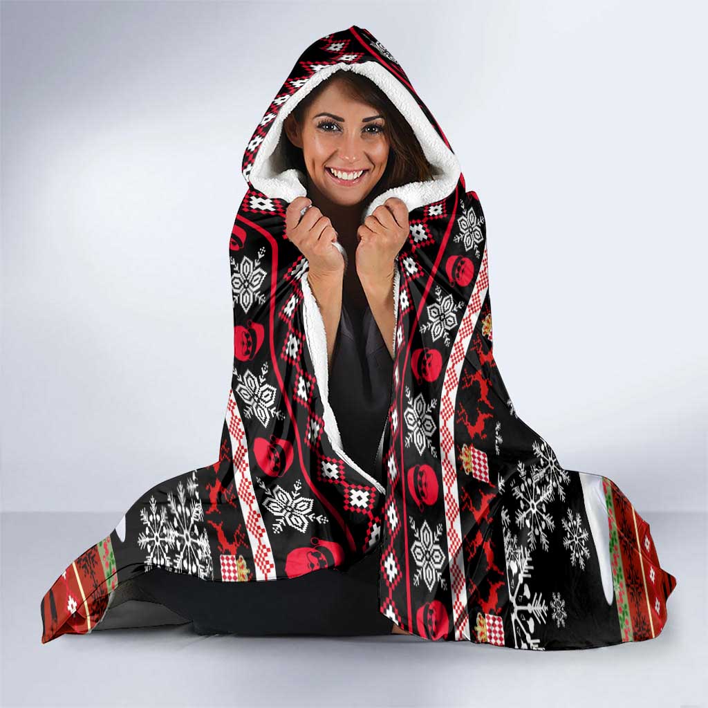 Monaco Christmas Hooded Blanket with Santa Claus Sports Car Snowflakes and Luxury Holiday - Wonder Print Shop