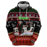 Monaco Christmas Hoodie with Santa Claus Sports Car Snowflakes and Luxury Holiday - Wonder Print Shop