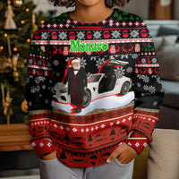 Monaco Christmas Kid Ugly Christmas Sweater with Santa Claus Sports Car Snowflakes and Luxury Holiday - Wonder Print Shop