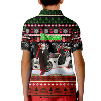 Monaco Christmas Kid Polo Shirt with Santa Claus Sports Car Snowflakes and Luxury Holiday - Wonder Print Shop