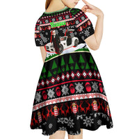 Monaco Christmas Kid Short Sleeve Dress with Santa Claus Sports Car Snowflakes and Luxury Holiday - Wonder Print Shop