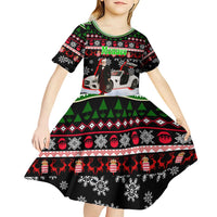 Monaco Christmas Kid Short Sleeve Dress with Santa Claus Sports Car Snowflakes and Luxury Holiday - Wonder Print Shop