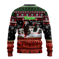 Monaco Christmas Ugly Christmas Sweater with Santa Claus Sports Car Snowflakes and Luxury Holiday - Wonder Print Shop