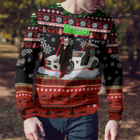 Monaco Christmas Ugly Christmas Sweater with Santa Claus Sports Car Snowflakes and Luxury Holiday - Wonder Print Shop