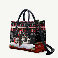Monaco Christmas Leather Bag with Santa Claus Sports Car Snowflakes and Luxury Holiday - Wonder Print Shop