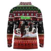 Monaco Christmas Long Sleeve Polo Shirt with Santa Claus Sports Car Snowflakes and Luxury Holiday - Wonder Print Shop