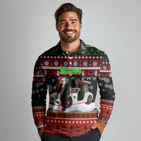 Monaco Christmas Long Sleeve Polo Shirt with Santa Claus Sports Car Snowflakes and Luxury Holiday - Wonder Print Shop