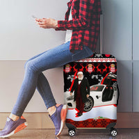 Monaco Christmas Luggage Cover with Santa Claus Sports Car Snowflakes and Luxury Holiday - Wonder Print Shop