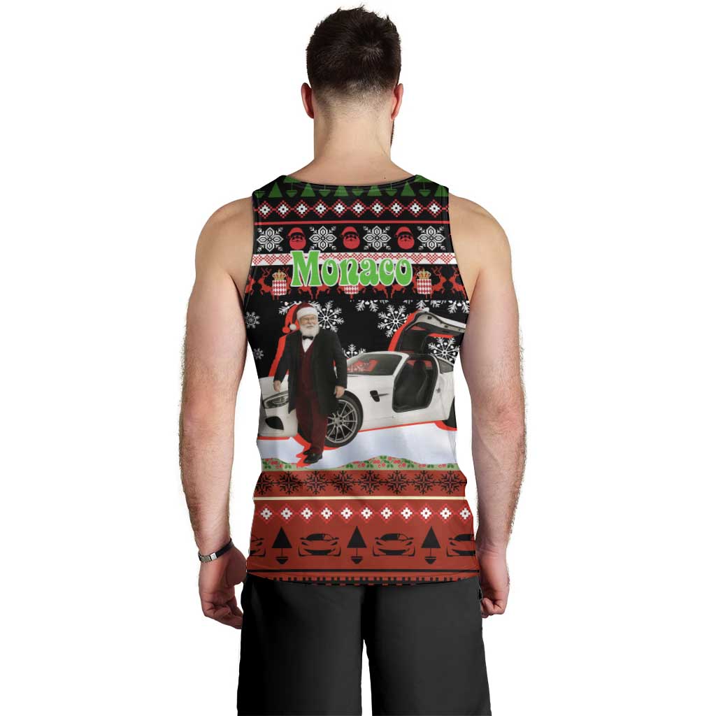 Monaco Christmas Men Tank Top with Santa Claus Sports Car Snowflakes and Luxury Holiday - Wonder Print Shop
