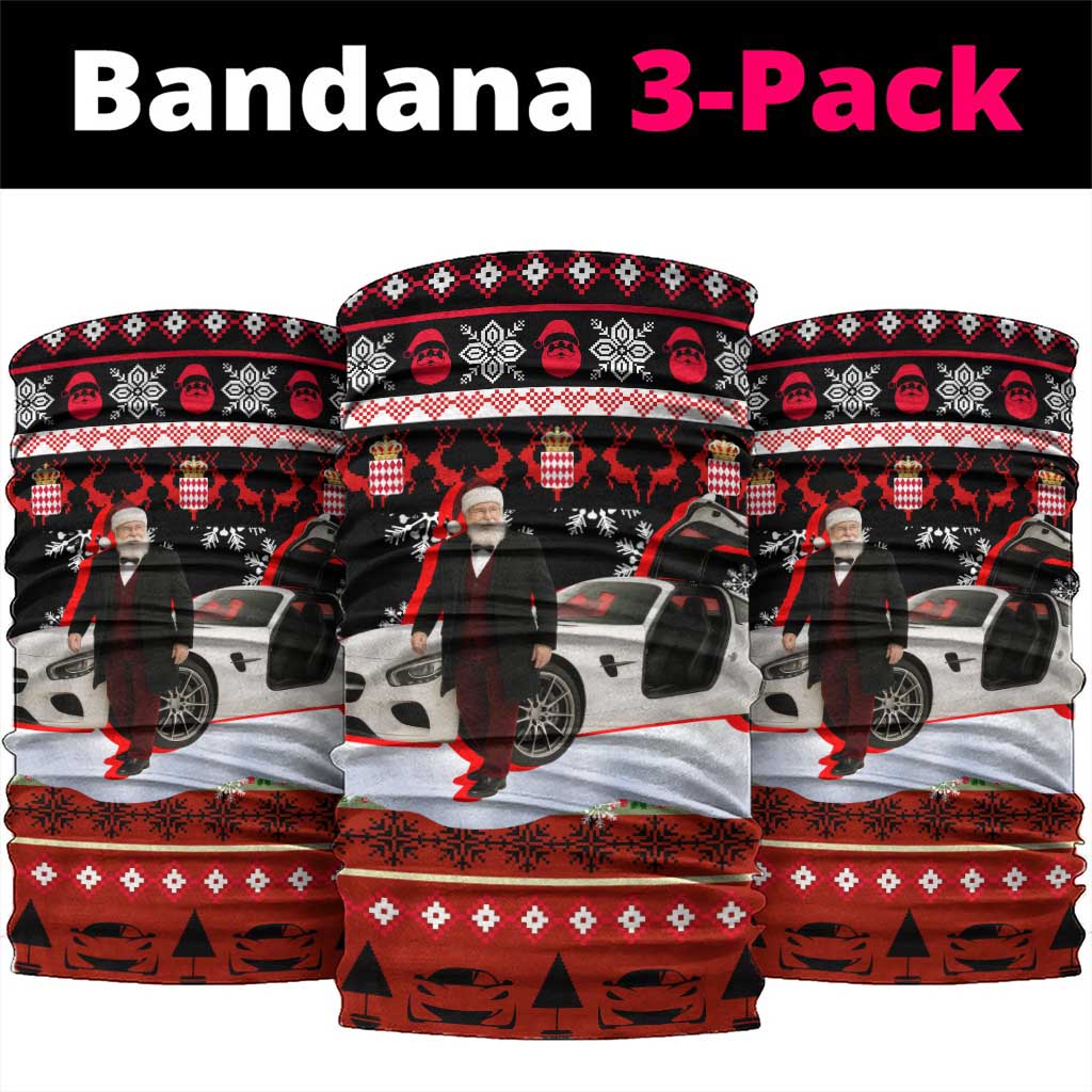 Monaco Christmas Neck Gaiter with Santa Claus Sports Car Snowflakes and Luxury Holiday - Wonder Print Shop