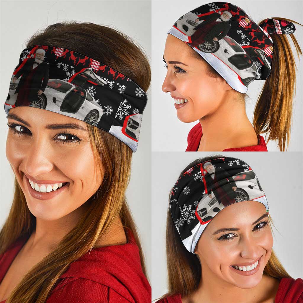Monaco Christmas Neck Gaiter with Santa Claus Sports Car Snowflakes and Luxury Holiday - Wonder Print Shop
