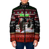 Monaco Christmas Padded Jacket with Santa Claus Sports Car Snowflakes and Luxury Holiday - Wonder Print Shop