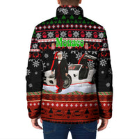 Monaco Christmas Padded Jacket with Santa Claus Sports Car Snowflakes and Luxury Holiday - Wonder Print Shop