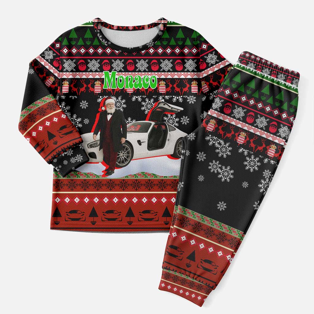 Monaco Christmas Pajama Set with Santa Claus Sports Car Snowflakes and Luxury Holiday - Wonder Print Shop