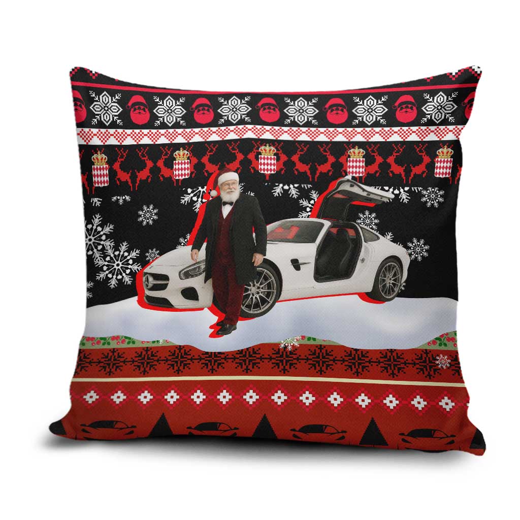 Monaco Christmas Pillow Cover with Santa Claus Sports Car Snowflakes and Luxury Holiday - Wonder Print Shop