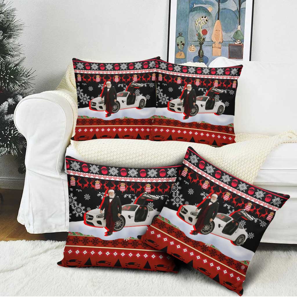 Monaco Christmas Pillow Cover with Santa Claus Sports Car Snowflakes and Luxury Holiday - Wonder Print Shop