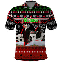 Monaco Christmas Polo Shirt with Santa Claus Sports Car Snowflakes and Luxury Holiday - Wonder Print Shop