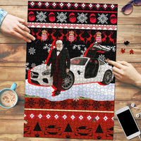 Monaco Christmas Puzzle with Santa Claus Sports Car Snowflakes and Luxury Holiday - Wonder Print Shop