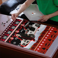 Monaco Christmas Puzzle with Santa Claus Sports Car Snowflakes and Luxury Holiday - Wonder Print Shop