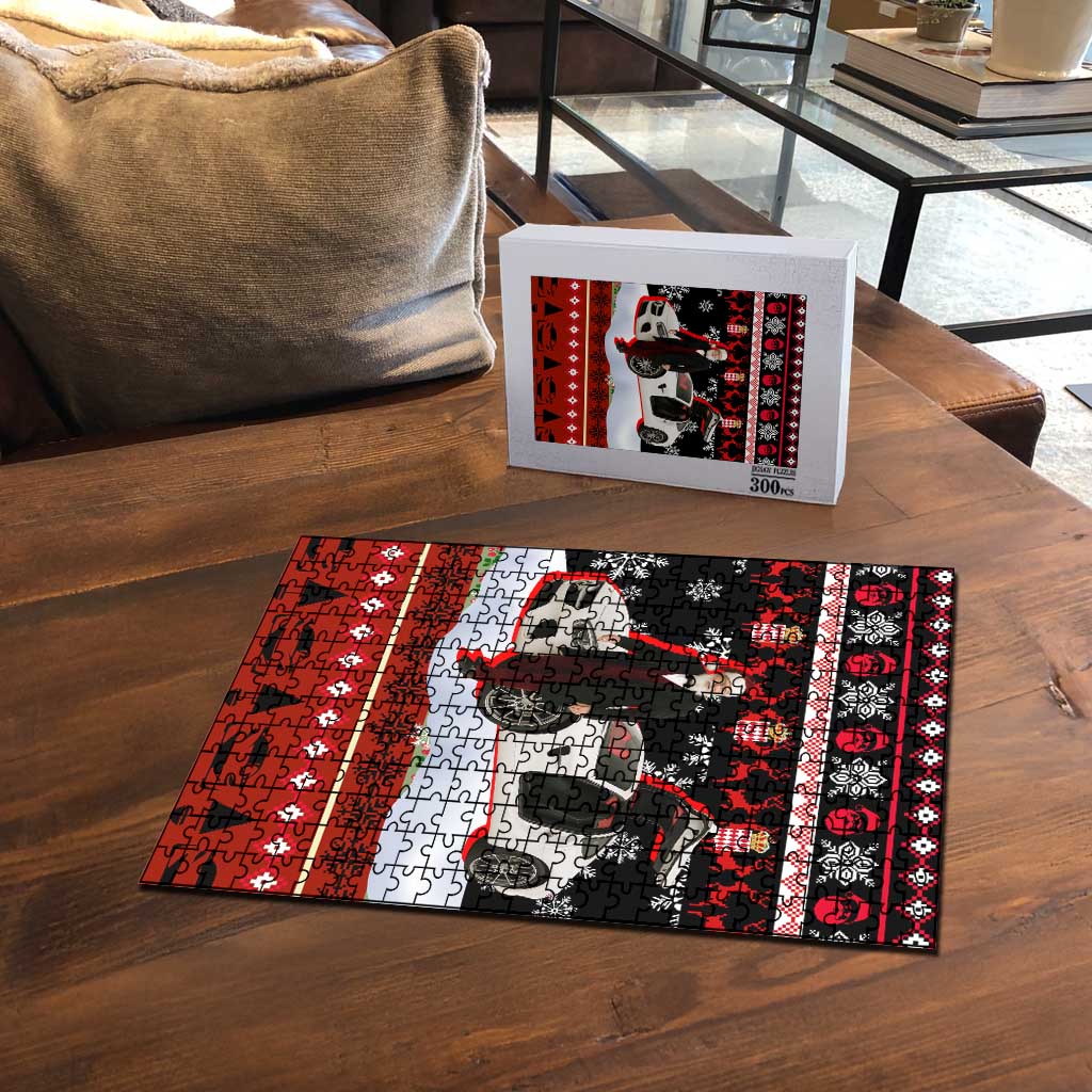 Monaco Christmas Puzzle with Santa Claus Sports Car Snowflakes and Luxury Holiday - Wonder Print Shop