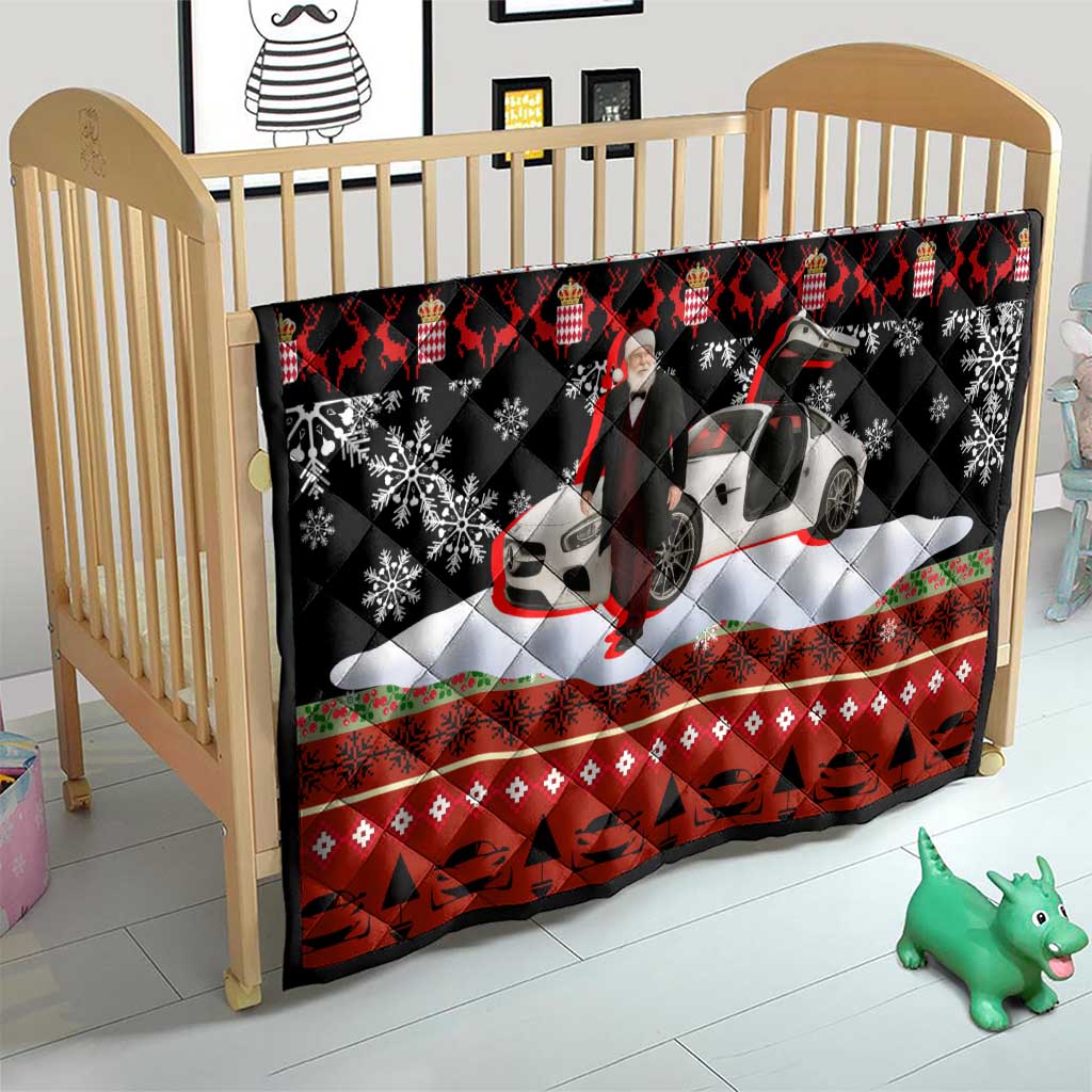 Monaco Christmas Quilt with Santa Claus Sports Car Snowflakes and Luxury Holiday - Wonder Print Shop