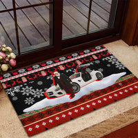 Monaco Christmas Rubber Doormat with Santa Claus Sports Car Snowflakes and Luxury Holiday - Wonder Print Shop