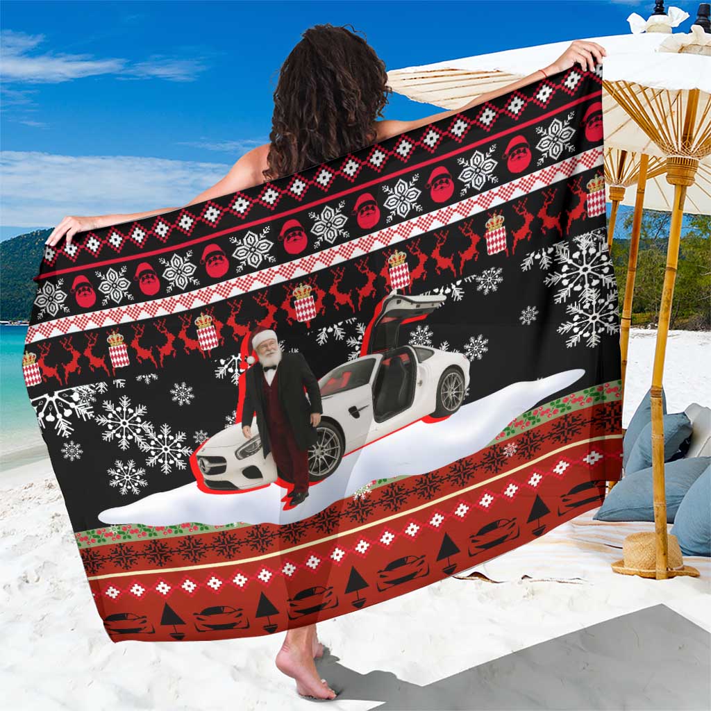 Monaco Christmas Sarong with Santa Claus Sports Car Snowflakes and Luxury Holiday - Wonder Print Shop