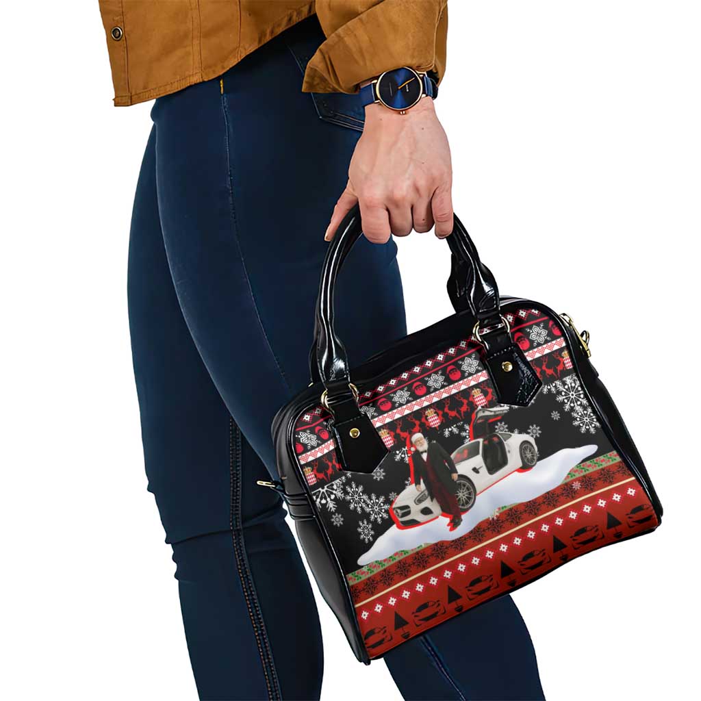 Monaco Christmas Shoulder Handbag with Santa Claus Sports Car Snowflakes and Luxury Holiday - Wonder Print Shop