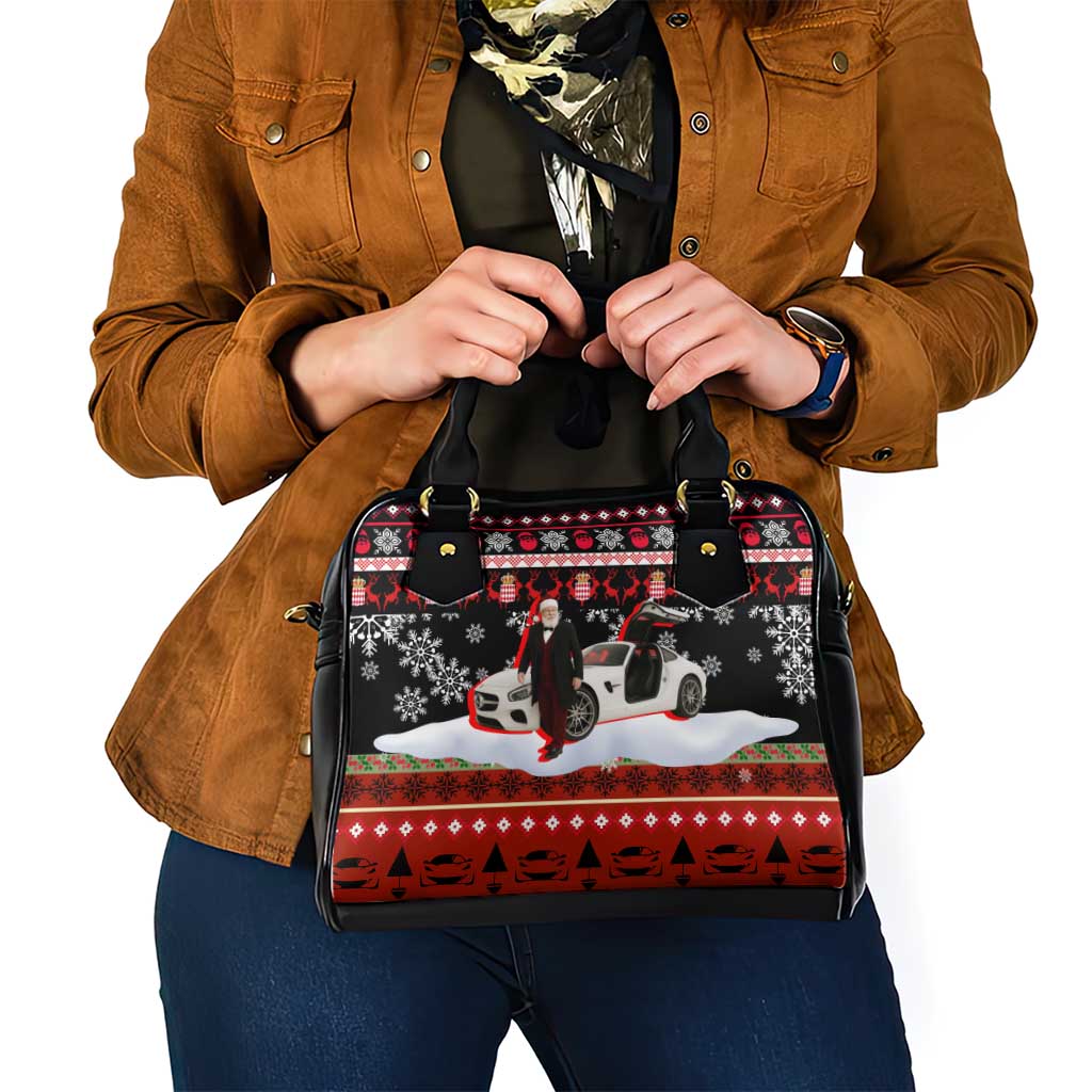 Monaco Christmas Shoulder Handbag with Santa Claus Sports Car Snowflakes and Luxury Holiday - Wonder Print Shop