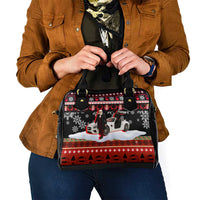 Monaco Christmas Shoulder Handbag with Santa Claus Sports Car Snowflakes and Luxury Holiday - Wonder Print Shop