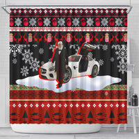 Monaco Christmas Shower Curtain with Santa Claus Sports Car Snowflakes and Luxury Holiday - Wonder Print Shop