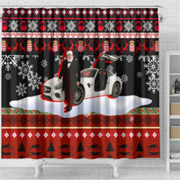 Monaco Christmas Shower Curtain with Santa Claus Sports Car Snowflakes and Luxury Holiday - Wonder Print Shop